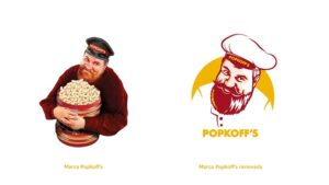 antes y después rediseño marca popkoff's
