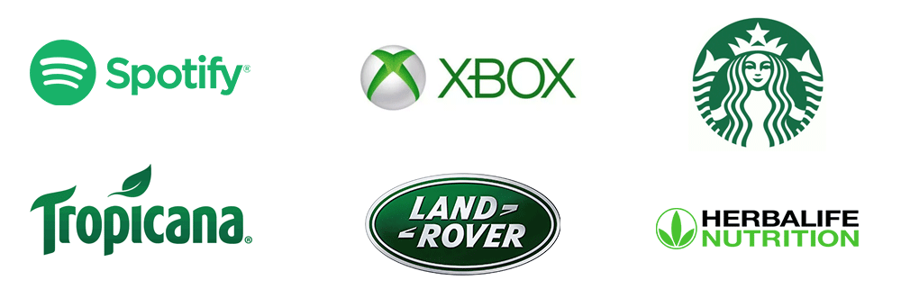 logotipos y marcas color verde spotify xbox starbucks tropicana land rover herbalife