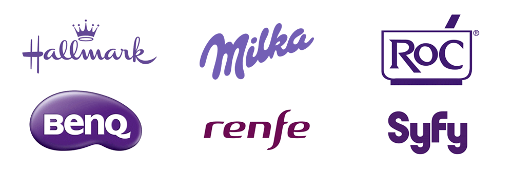logotipos y marcas color violeta hallmark milka roc benq renfe syfy