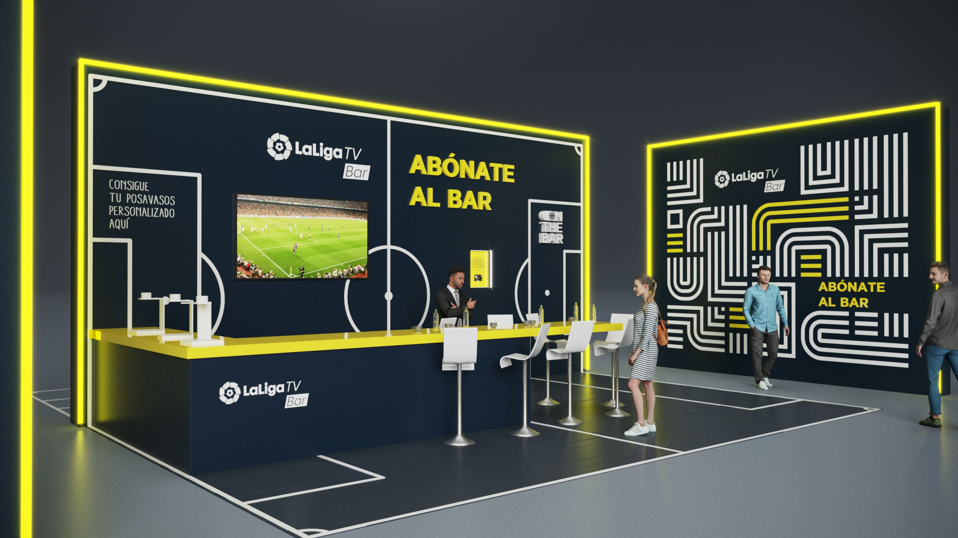 Concept y diseño de stand 3D para La Liga TV Bar.
