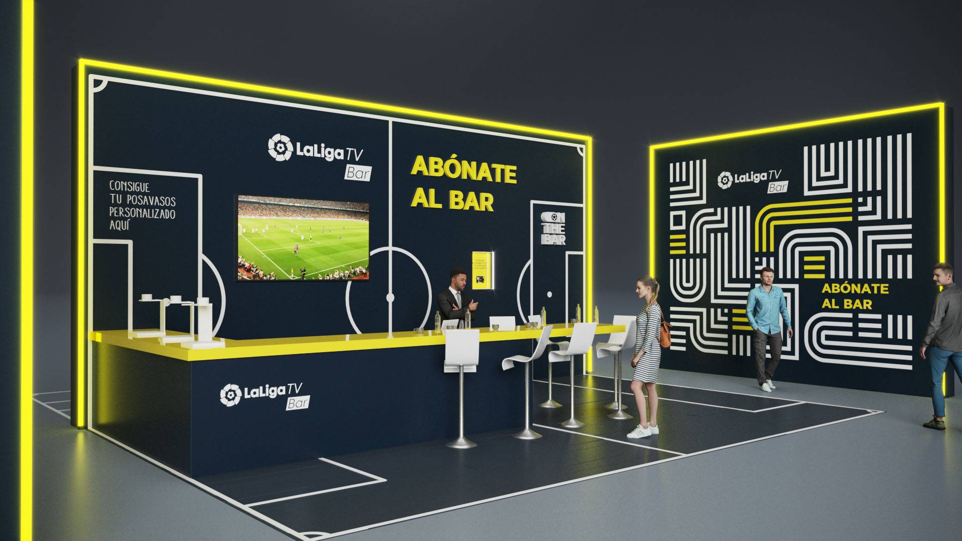 Concept y diseño de stand 3D para La Liga TV Bar